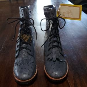 Dan Post blue ostrich lace up boots